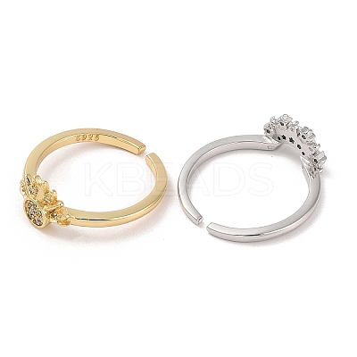 2Pcs 2 Style Cubic Zirconia Open Cuff Rings Set RJEW-B050-01-1