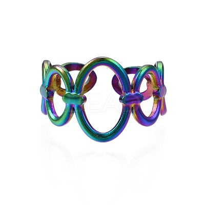 304 Stainless Steel Oval Wrap Cuff Ring RJEW-N038-099-1