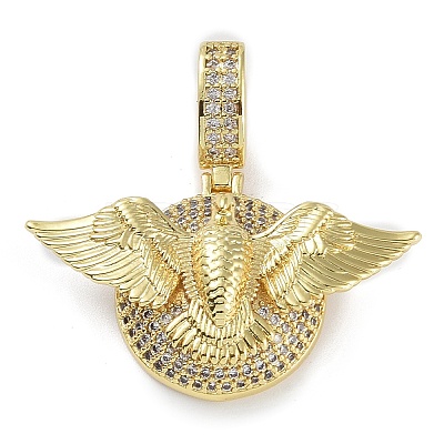 Rack Plating Brass Micro Pave Clear Cubic Zirconia Pendants KK-K341-51G-1