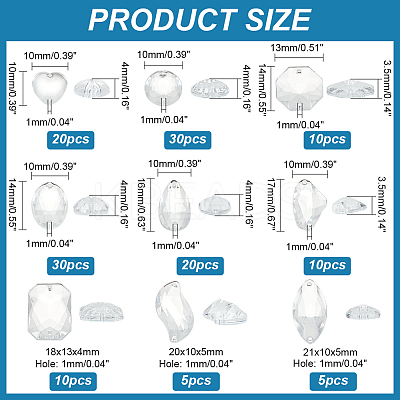 140Pcs 9 Style Teardrop/Octagon/Oval Sew on Rhinestone ACRT-PH0001-14A-1