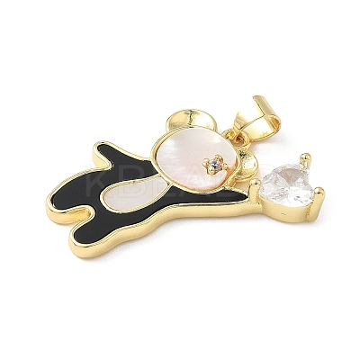 Brass Micro Pave Cubic Zirconia Shell Pendants KK-L239-003G-1