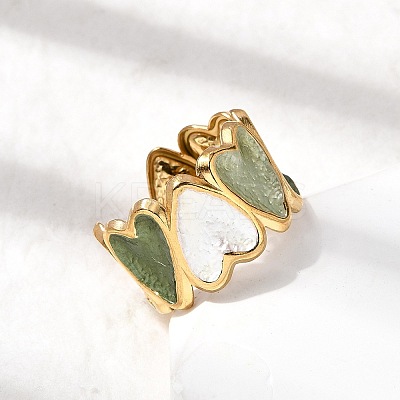304 Stainless Steel Enamel Open Cuff Ring RJEW-L335-01A-G-1
