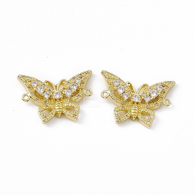 Brass Pave Clear Cubic Zirconia Connector Charms KK-E068-VC087-1