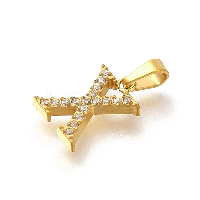 Ion Plating(IP) 304 Stainless Steel Micro Pave Cubic Zirconia Pendants STAS-H228-02G-09-1