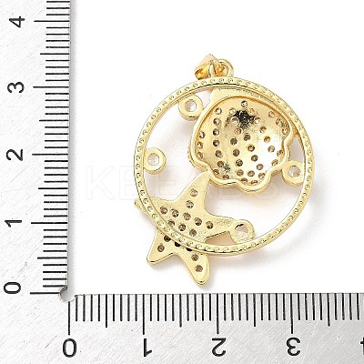 Brass Micro Pave Cubic Zirconia Pendants KK-P330-07D-G-1
