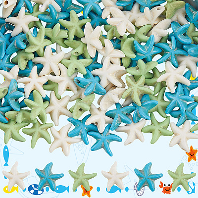 150Pcs 3 Styles Dyed Synthetic Turquoise Beads G-SC0003-51-1