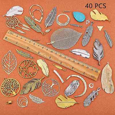 40Pcs 40 Style Alloy/304 Stainless Steel/Brass/Iron/Howlite Pendants FIND-SZ0001-77-1
