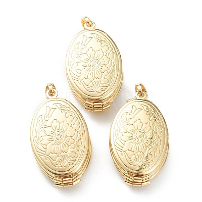 Brass Locket Pendants KK-P199-10G-1