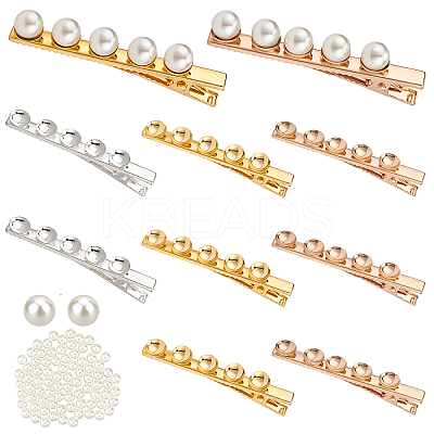 DIY Imitation Pearl Beaded Iron Alligator Hair Clips Making Kit DIY-PH0008-28-1