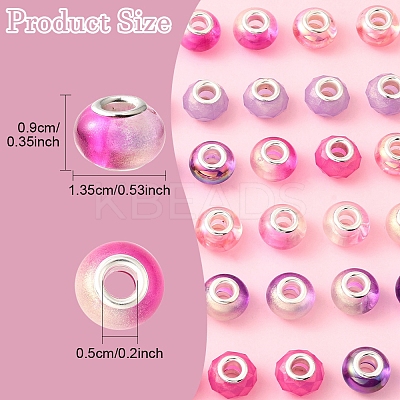 44Pcs 7 Styles UV Plating Resin European Beads RESI-FS0002-03-1