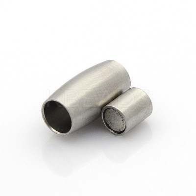 Tarnish Resistant 304 Stainless Steel Matte Surface Magnetic Clasps with Glue-in Ends STAS-O042-B-23-1