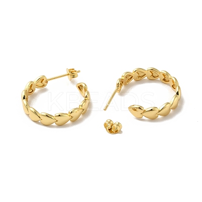 Rack Plating Brass Heart Wrap Stud Earrings EJEW-I268-06G-1