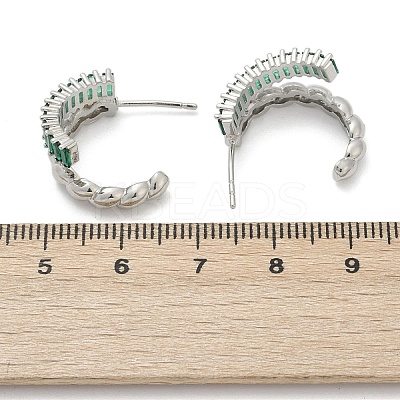 Twist Brass Micro Pave Cubic Zirconia Stud Earrings EJEW-M082-16P-02-1