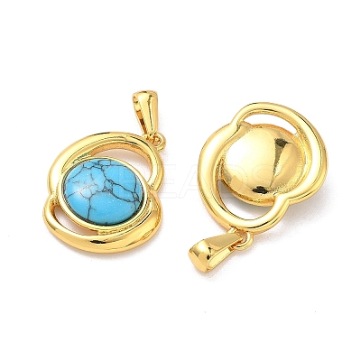 304 Stainless Steel with Synthetic Turquoise Pendants STAS-L309-21F-G-1