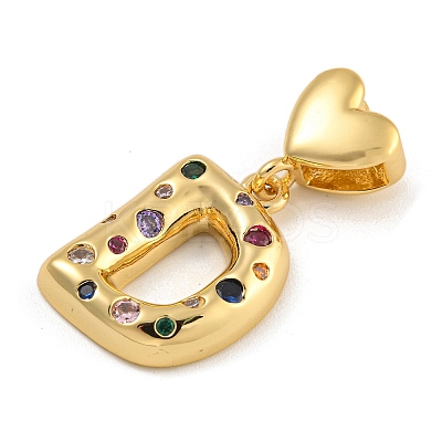 Brass Micro Pave Colorful Cubic Zirconia Pendants KK-P281-01G-D-1