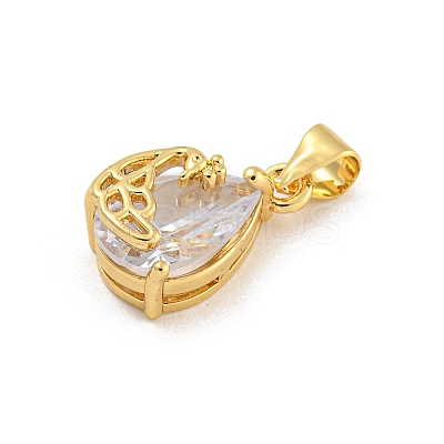 Rack Plating Brass Micro Pave Cubic Zirconia Pendants KK-G513-13G-1
