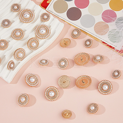 28Pcs 6 Style Alloy Rhinestone Shank Buttons FIND-FH0011-79-1
