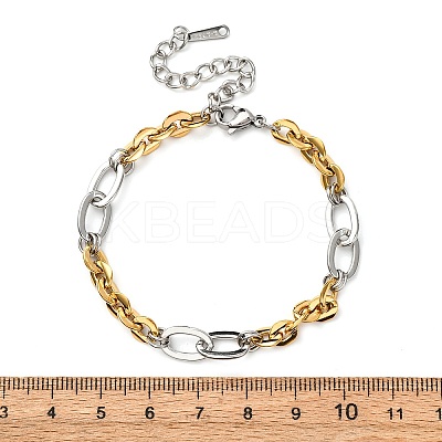 304 Stainless Steel Oval Link Chain Bracelets BJEW-K284-03C-GP-1