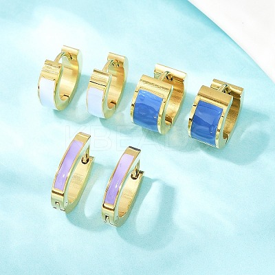 304 Stainless Steel Enamel Hoop Earrings EJEW-K268-20G-04-1