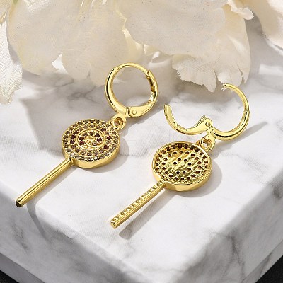 Brass Micro Pave Cubic Zirconia Leverback Earrings for Women EJEW-G419-01G-1