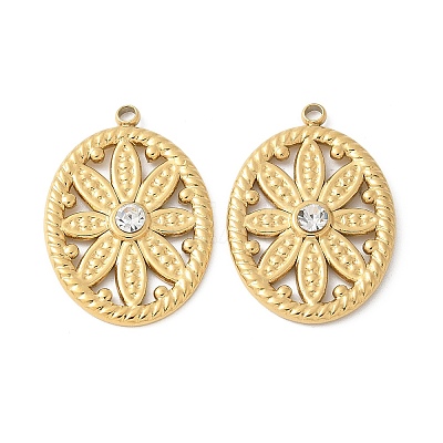 304 Stainless Steel Rhinestone Pendants STAS-Z122-46G-1