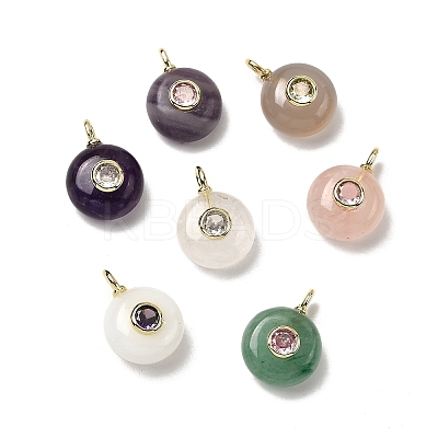 Natural & Synthetic Gemstone Flat Round Pendants G-H318-01G-A-1