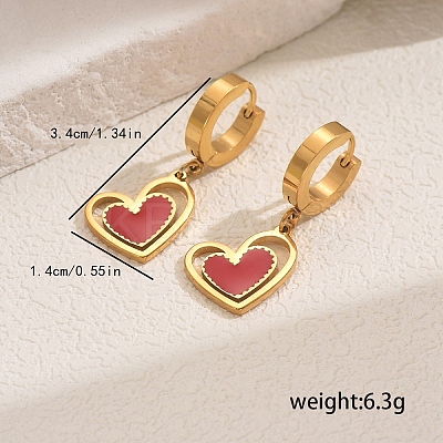 Stylish 201 Stainless Steel Heart Hoop Earrings YO7726-1-1