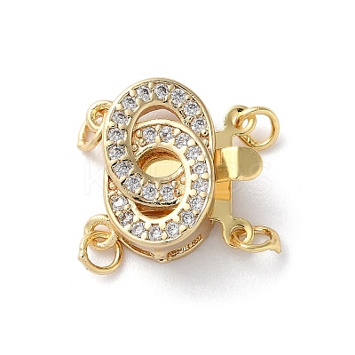 Rack Plating Brass Micro Pave Clear Cubic Zirconia Box Clasps KK-E073-02G-1