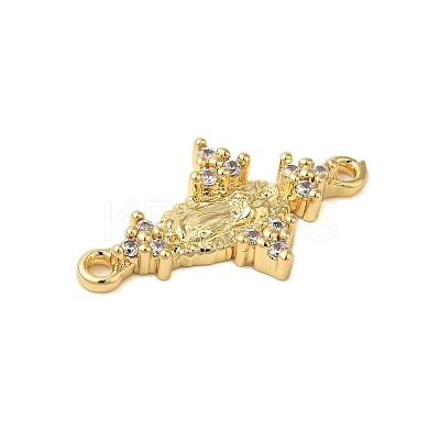 Rack Plating Brass Pave Clear Cubic Zirconia Virgin Mary Links Connector Charms KK-C067-08G-1