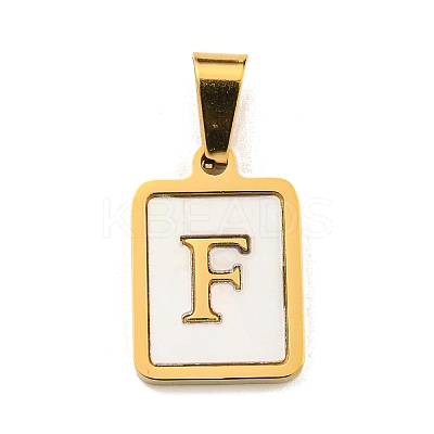 PVD Vacuum Plating 304 Stainless Steel Pave Natural White Shell Pendants STAS-S130-03G-F-1