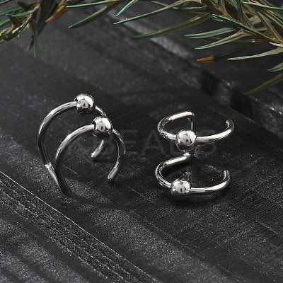 304 Stainless Steel 2 Line Round Clip on Nose Rings AJEW-A062-02P-1