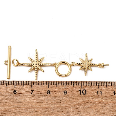 Brass Micro Pave Clear Cubic Zirconia Toggle Clasps KK-A223-36G-1