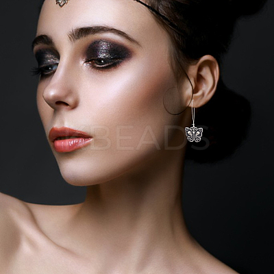3 Pair 3 Color Enamel Butterfly with Skull Hoop Earrings EJEW-AN0002-46-1