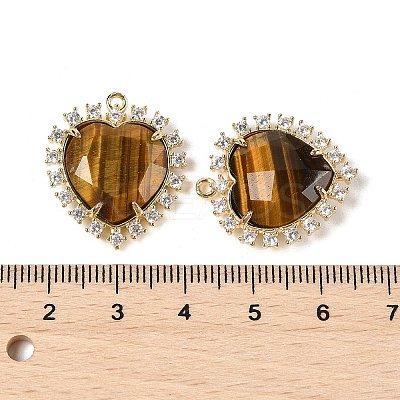 Natural Tiger Eye Faceted Heart Pendants G-I382-03G-03-1