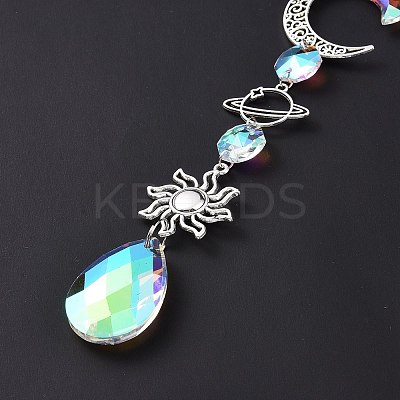 AB Color Plated Crystal Teardrop Big Pendant Decorations HJEW-G019-03E-1