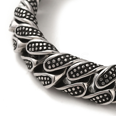 304 Stainless Steel Cuban Link Chain Bracelets for Women Men BJEW-Q341-06A-AS-1