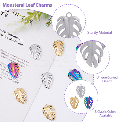 18Pcs 3 Colors 201 Stainless Steel Pendants STAS-DC0013-84-1