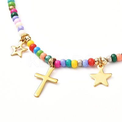 Glass Seed Beaded Necklaces NJEW-JN03723-1