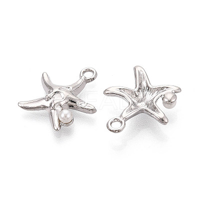 Rack Plating Alloy & Imitation Pearl Pendants ENAM-T024-04P-1