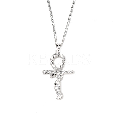 Brass Micro Pave Cleal Cubic Zirconia Pendant Necklaces NJEW-M211-03D-P-1