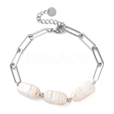 304 Stainless Steel Paperclip Chain Bracelets for Women BJEW-A036-02P-1