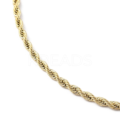 Ion Plating(IP) 304 Stainless Steel Rope Chain Necklace for Men Women NJEW-M200-04G-1