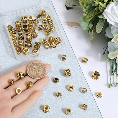 60Pcs 6 Styles Tibetan Style Alloy European Beads TIBEB-SP0001-06-1