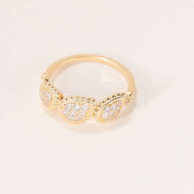 Brass Micro Pave Cubic Zirconia Finger Rings for Women PY9087-3-1