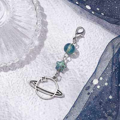 Alloy Planet Pendant Decorations HJEW-JM02679-1