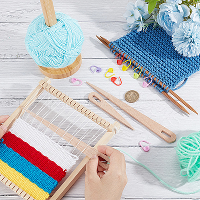 1 Set Wooden Big Eye Knitting Needles DIY-NB0009-58-1
