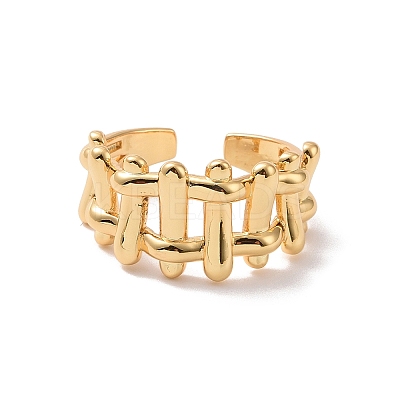 Brass Braided Design Open Cuff Ring for Women RJEW-P034-04G-1