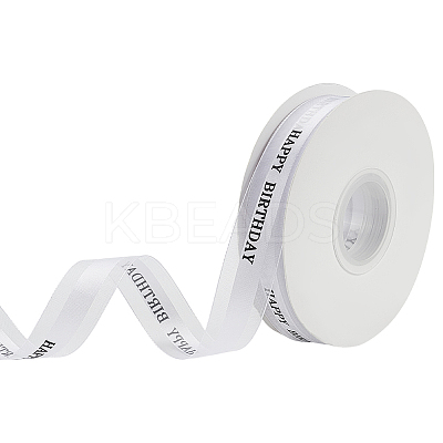 Happy Birthday Polyester Ribbons SRIB-WH0011-341B-1