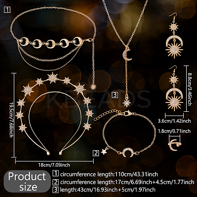 Moon & Star & Sun Rhinestone Jewelry Set SJEW-AN0001-53-1