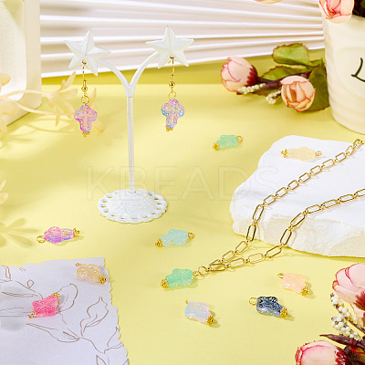 90Pcs 9 Colors Cross Transparent Spray Paint Glass Pendants PALLOY-TAC0169-1
